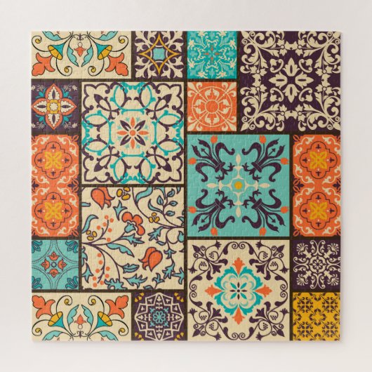 Farbenfrohe Patchwork-Kachel: Islamische Majolika- Puzzle (Vertikal)