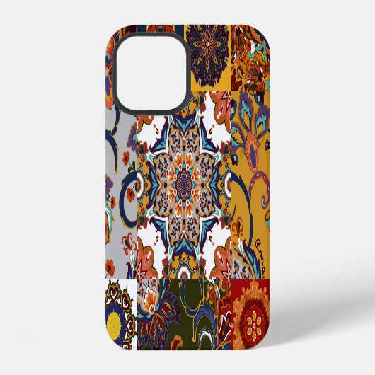 Farbenfrohe Patchwork-Kachel: Majolika-Töpferei-St iPhone Hülle (Rückseite)