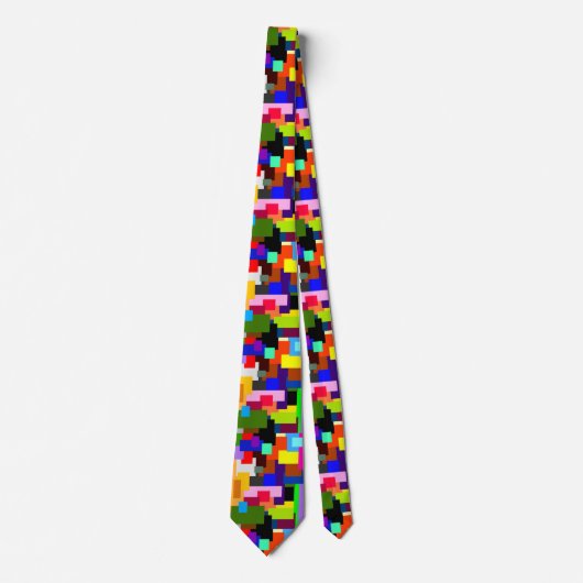 Farbenfrohe Patchwork-Layers Moderne Abstrakte Krawatte (Vorderseite)