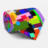 Farbenfrohe Patchwork-Layers Moderne Abstrakte Krawatte (Gerollt)