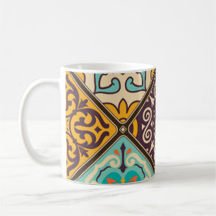 Farbenfrohe Patchwork: Majolica Fliesendesign Kaffeetasse