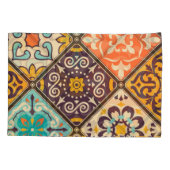 Farbenfrohe Patchwork: Majolica Fliesendesign Kissenbezug (Rückseite)