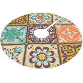 Farbenfrohe Patchwork: Majolica Fliesendesign Polyester Weihnachtsbaumdecke (Schrägansicht)