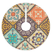 Farbenfrohe Patchwork: Majolica Fliesendesign Polyester Weihnachtsbaumdecke (Vorderseite)