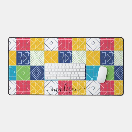 Farbenfrohe Patchwork personalisieren Schreibtischunterlage (Tastatur & Maus)