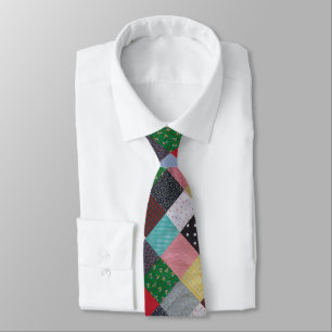 farbenfrohe Patchwork-Quadrate stilvoll vintage Krawatte