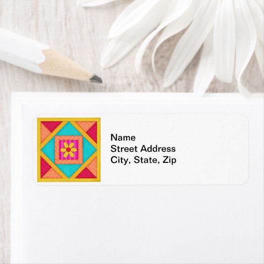 Farbenfrohe Patchwork Quilt Art Block (Insitu)