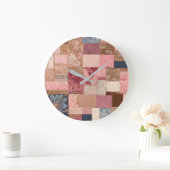 Farbenfrohe Patchwork Quilt Art Clock Große Wanduhr (Zuhause)