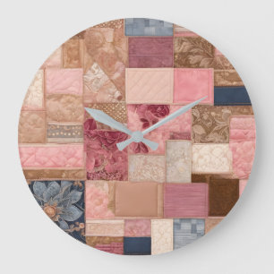 Farbenfrohe Patchwork Quilt Art Clock Große Wanduhr