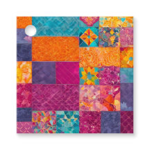 Farbenfrohe Patchwork Quilt Art Gift Tags