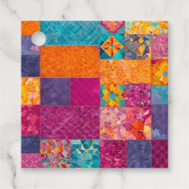 Farbenfrohe Patchwork Quilt Art Gift Tags Geschenkanhänger