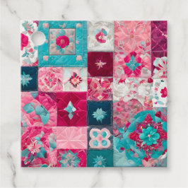 Farbenfrohe Patchwork Quilt Art Gift Tags Geschenkanhänger