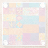 Farbenfrohe Patchwork Quilt Art Glass Untersetzer (Rückseite)