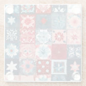 Farbenfrohe Patchwork Quilt Art Glass Untersetzer (Rückseite)