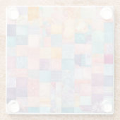 Farbenfrohe Patchwork Quilt Art Glass Untersetzer (Rückseite)
