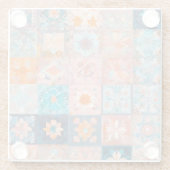 Farbenfrohe Patchwork Quilt Art Glass Untersetzer (Rückseite)