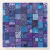 Farbenfrohe Patchwork Quilt Art Glass Untersetzer (Vorderseite)