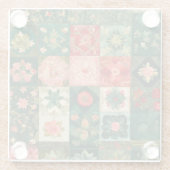 Farbenfrohe Patchwork Quilt Art Glass Untersetzer (Rückseite)