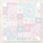 Farbenfrohe Patchwork Quilt Art Glass Untersetzer (Rückseite)