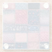 Farbenfrohe Patchwork Quilt Art Glass Untersetzer (Rückseite)