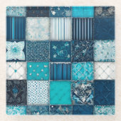 Farbenfrohe Patchwork Quilt Art Glass Untersetzer (Vorderseite)