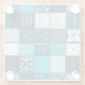 Farbenfrohe Patchwork Quilt Art Glass Untersetzer (Rückseite)