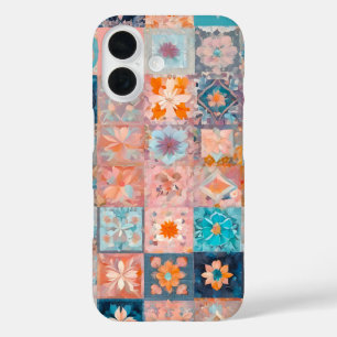 Farbenfrohe Patchwork Quilt Art iPhone Fall 16 Hülle