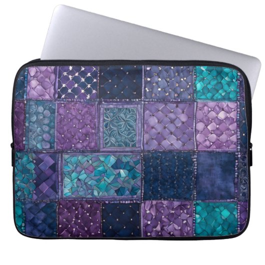 Farbenfrohe Patchwork Quilt Art Laptop Case (Vorderseite)