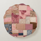 Farbenfrohe Patchwork Quilt Art Round Throw Kissen (Rückseite)
