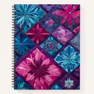 Farbenfrohe Patchwork Quilt Art Spiral Notebook Notizblock