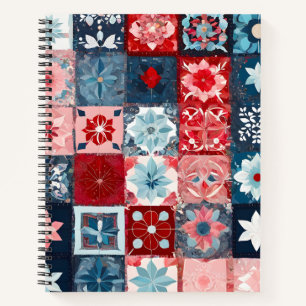 Farbenfrohe Patchwork Quilt Art Spiral Notebook Notizblock