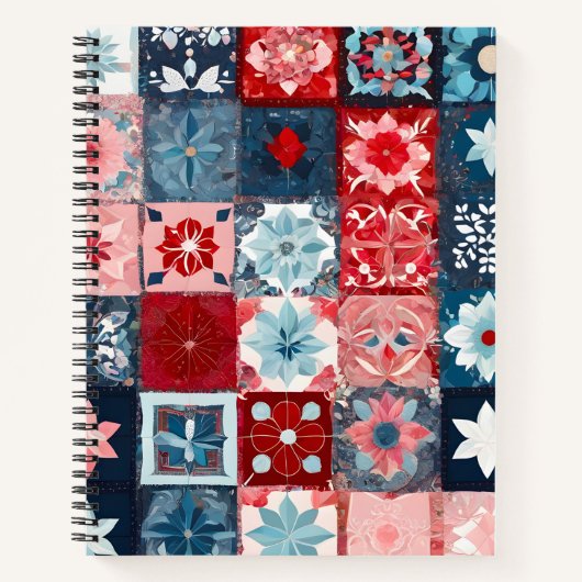 Farbenfrohe Patchwork Quilt Art Spiral Notebook Notizblock (Vorderseite)