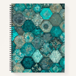Farbenfrohe Patchwork Quilt Art Spiral Notebook Notizblock