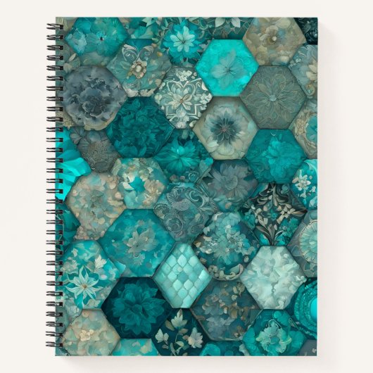 Farbenfrohe Patchwork Quilt Art Spiral Notebook Notizblock (Vorderseite)