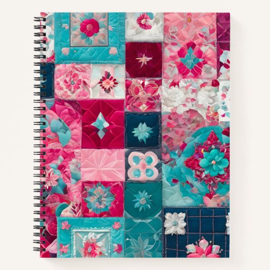 Farbenfrohe Patchwork Quilt Art Spiral Notebook Notizblock (Vorderseite)