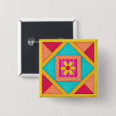 Farbenfrohe Patchwork Quilt Block Art Buttone Button (Vorne & Hinten)