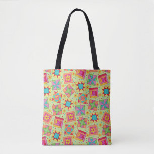 Farbenfrohe Patchwork Quilt Blocks Green Tasche