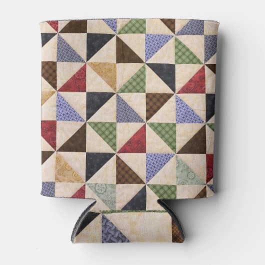 Farbenfrohe Patchwork-Quilt: Blume Textur. Dosenkühler (Vorderseite)