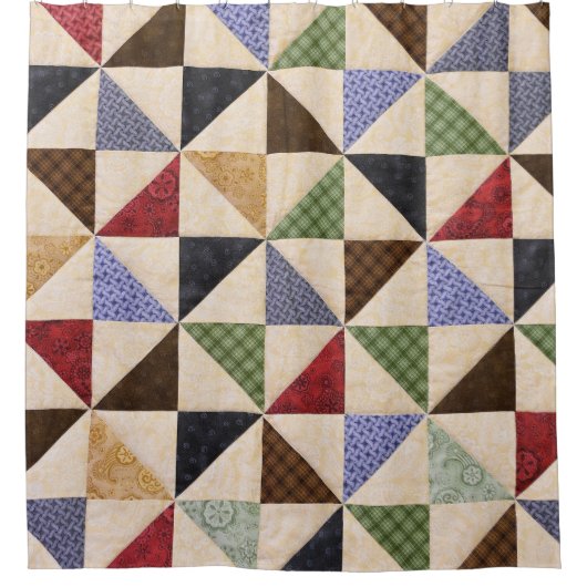 Farbenfrohe Patchwork-Quilt: Blume Textur. Duschvorhang (Vorderseite)