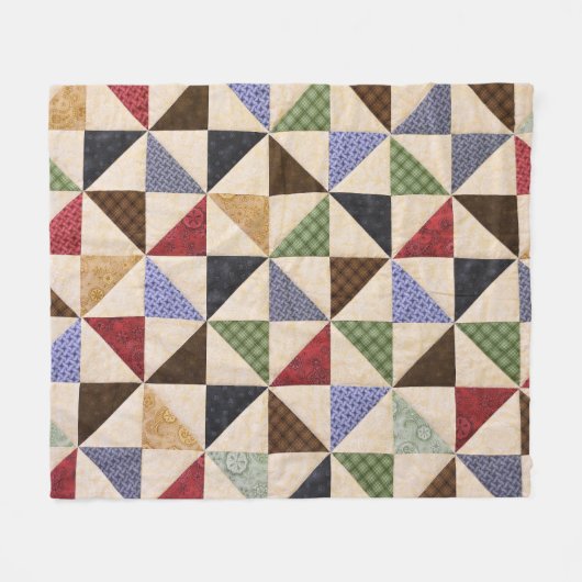 Farbenfrohe Patchwork-Quilt: Blume Textur. Fleecedecke (Vorderseite (Horizontal))