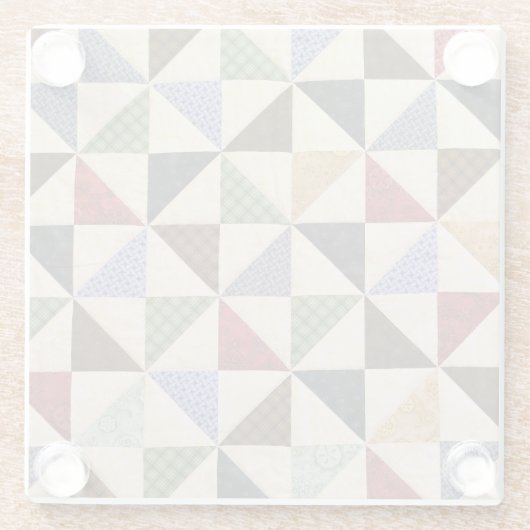 Farbenfrohe Patchwork-Quilt: Blume Textur. Glasuntersetzer (Rückseite)