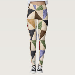 Farbenfrohe Patchwork-Quilt: Blume Textur. Leggings