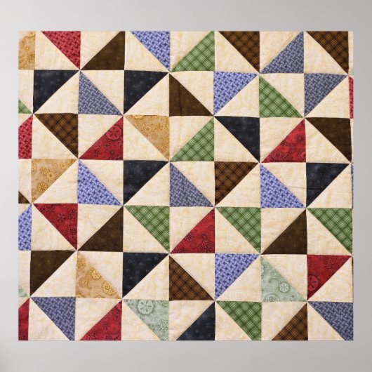 Farbenfrohe Patchwork-Quilt: Blume Textur. Poster (Vorne)