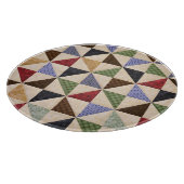 Farbenfrohe Patchwork-Quilt: Blume Textur. Schneidebrett (Ecke)