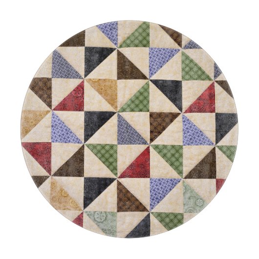 Farbenfrohe Patchwork-Quilt: Blume Textur. Schneidebrett (Vorderseite)