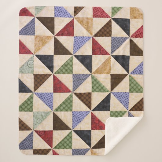 Farbenfrohe Patchwork-Quilt: Blume Textur. Sherpadecke (Vorderseite)