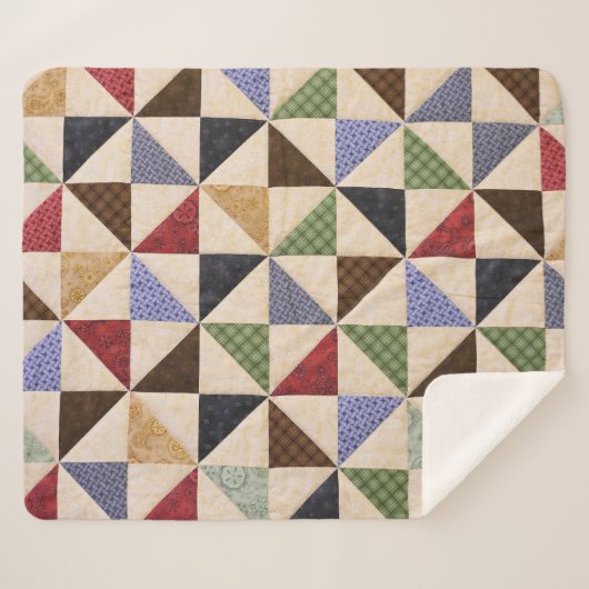 Farbenfrohe Patchwork-Quilt: Blume Textur. Sherpadecke (Vorderseite (Horizontal))