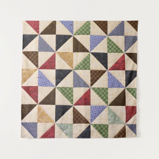 Farbenfrohe Patchwork-Quilt: Blume Textur. Wandteppich (Vorderseite)