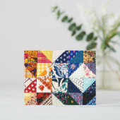 Farbenfrohe Patchwork Quilt Crafty Crafter Postcar Postkarte (Stehend Vorderseite)