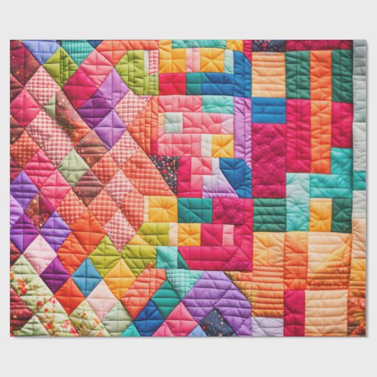 Farbenfrohe Patchwork-Quilt Geschenkpapier (Flach)